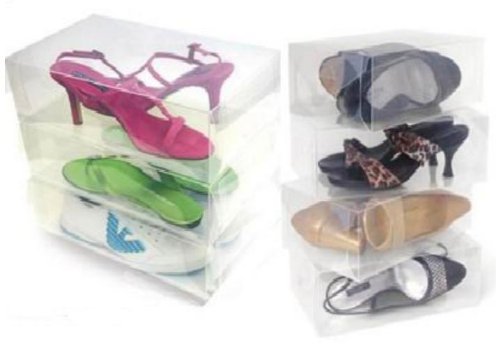 12 Pack Clear Plastic Shoe Storage Transparent Boxes Container for Shoes Closet Organization