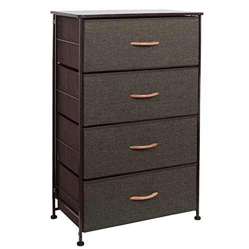 WAYTRIM Fabric 4 Drawers Storage Organizer Unit Easy Assembly Vertical Dresser Storage Tower for Closet Bedroom Entryway Coffee