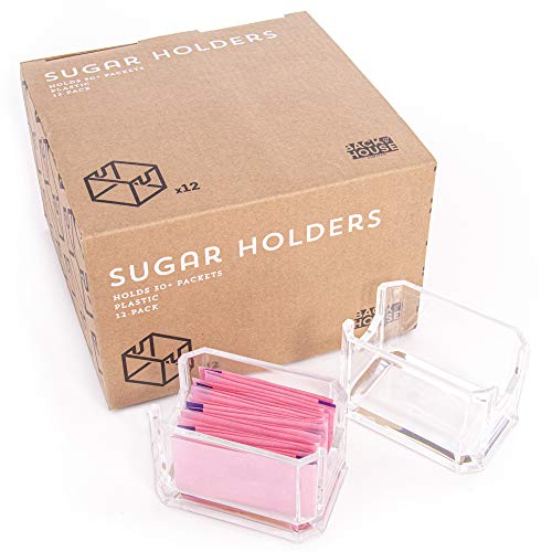 Sugar Packet Holders 12 Pack - Clear Plastic Storage Containers for Kitchen - Commercial Business Organization for Restaurants Home Coffee Bars Diners - Food and Beverage Accessories