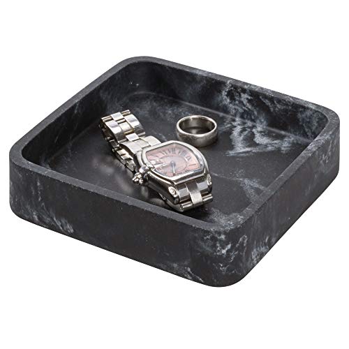iDesign Dakota Resin Marble Tray Organizer for Holding Office Supplies Jewelry Cosmetics in your Drawer Bathroom Countertop Desk and Vanity - Black Marble