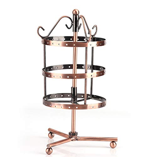 Yuehuam Earring Organizer Jewelry Display Stand 3Colors Creative 3Tiers 72Holes Rotatable Earring Organizer Display Stand Metal Jewelry Holder Color  Brass