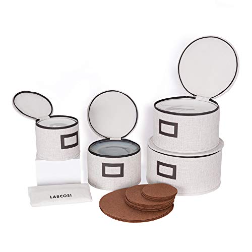 China Dinnerware Storage Containers Set of 4 for Dinnerware Storage and Transport Protects Dishes Comes with Felt Plate Separators