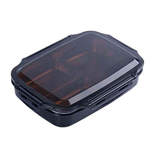 FTFBMFXZJDFH Stainless Steel Lunch Box Portable Bento Box Microwavable Food Containers With Compartments Lunchbox For Picnic School Color  Black