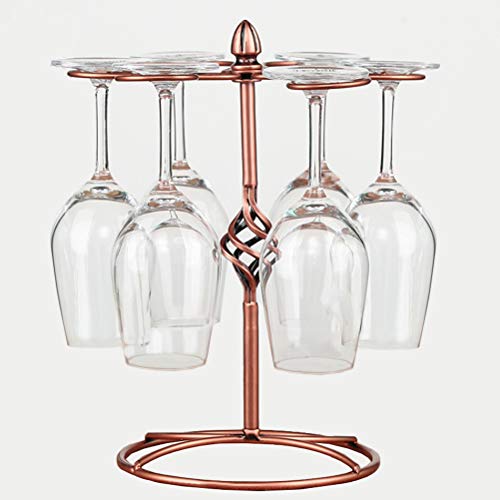 Countertop Wine Glass Holder - Elegant Freestanding Tabletop Stemware Storage RackWine Glass Stand Racks Holder with 6 Hooks for Home Bar Decor Kitchen Organizer Bronze