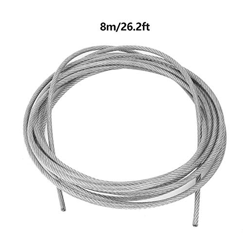Clothesline WireWire RopeStainless Steel Clothesline，Wire Rope Laundry HangingClothesline Wire Heavy Duty With Turnbuckle And Hooks，for Clothesline Curtain Wire Outdoor Activity Rope8meter