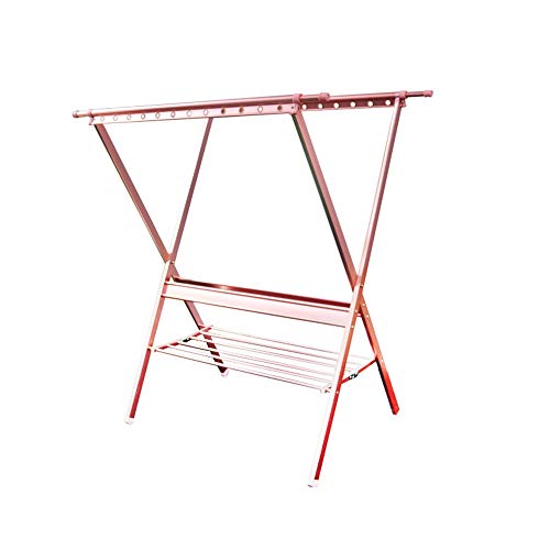 Folding Clothes Drying Rack Clothes Laundry Rack Foldable Outdoor Stand Stainless Steel Boom Color  Pink Size  19273136cm
