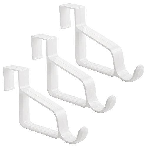 InterDesign Over Door Valet Hook for Clothes Hangers Storage for Coats Hats Robes Clothes or Towels - Single Hook White Pack of 3