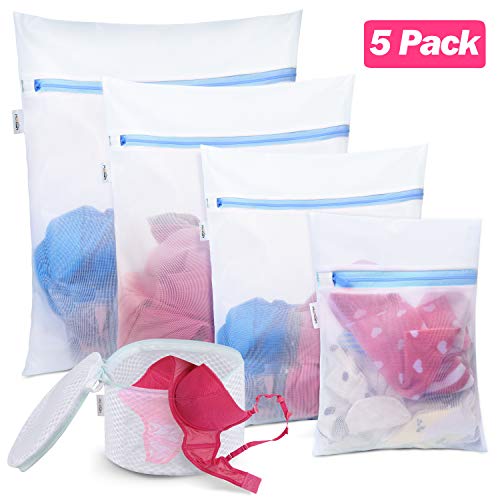 Plusmart Mesh Laundry Bags for delicates Bra Lingerie Wash Bags Zipper Travel Laundry Bag 5 Pack