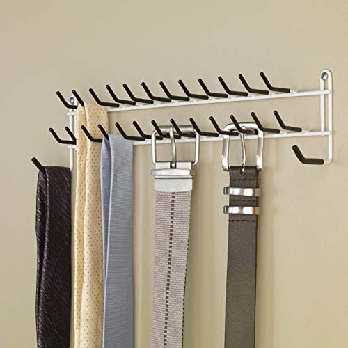 Tie and Belt Rack White Stainless Steel Wall Mounted