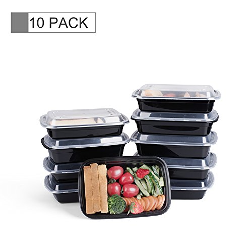 Glotoch Bento Box 38 Ounce Wholesale 1 Compartment Plastic Food Storage Containers for Meal Prep-Microwave Freezer Dishwasher Safe - Eco Friendly Safe Food Container Pack of 10