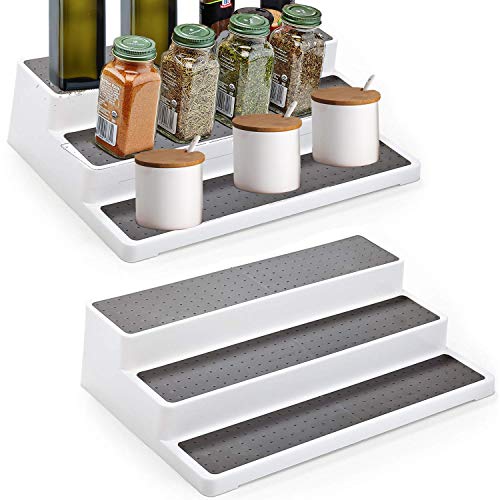 Alliebe Non-Skid 3-Tier Spice Rack Pantry Kitchen Cabinet Organizer 14-Inch Set of 2