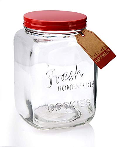 Home Essentials 1375-HE Glass Cookie Jar Red