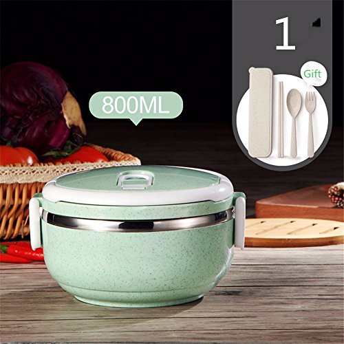 Large capacity Lovely Stainless steel Insulation Lunch box1Green
