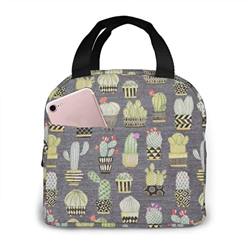 Outdoor Travel Picnic Lunch Bag - Lovely Llamas Cactus Hoedown Gray Xmas Neoprene Lunch Box Keeping Food And Drink Cool Or Warm For Hours
