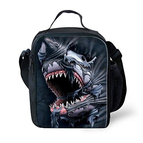 HUGS IDEA Cool Shark Thermal Lunch Bag Tote Animals Printed Insulted Lunchbox Handbag Food Storage Cooler Box for Kids Boys