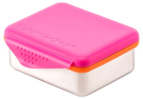 Kid Basix Safe Snacker Stainless Steel Lunchbox Container with Attached Lid Fuchsia Medium