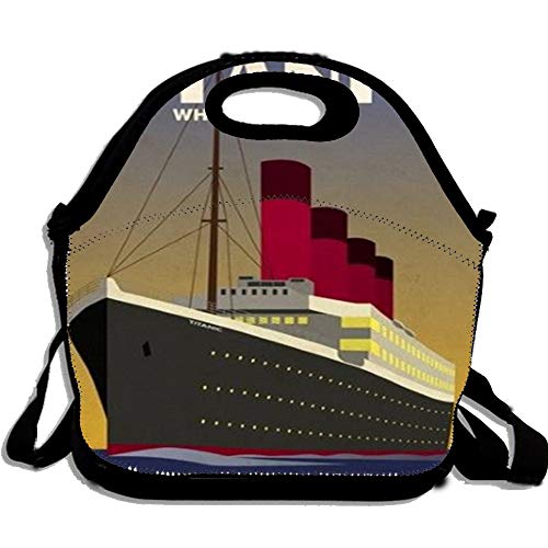 Titanic Ocean Liner NewStyle Poster Custom Lunch Bag Food Handbag Printed Lunch Tote Bag Portable Picnic Lunch Box Black