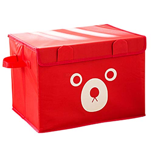 WKYDD Oxford Cloth Storage Box Extra Large Folding Clothes Toy Storage Box Cute Bear Storage Box Color  Red