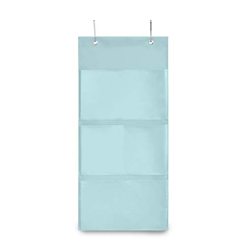 Yoate Co 4 Pockets Wall MountOver Door Hanging Storage Bag Organizer for Kids RoomLiving RoomBedroom Hooks Included- Simply Subtle Turquoise Exquisite