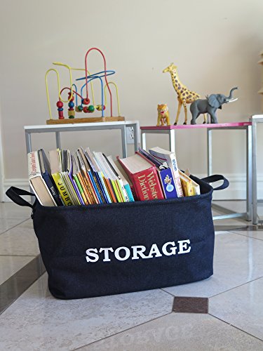 Storage Bin 17 long Collapsible Toy Storage Basket  Perfect Nursery Bin - Denim Toy Storage Basket for Organizing Baby Toys Kids Toys Baby Clothing Children Books Baby Gift Baskets