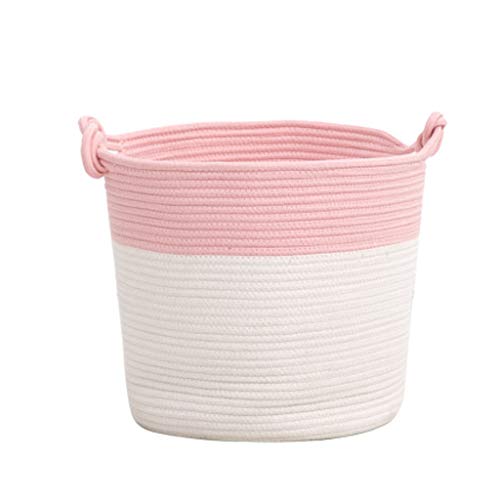Storage Basket LQ Large Fabric Clothes Storage Personality Cotton Woven Foldable Toy Snacks Debris Sorting Basket Color  Pink