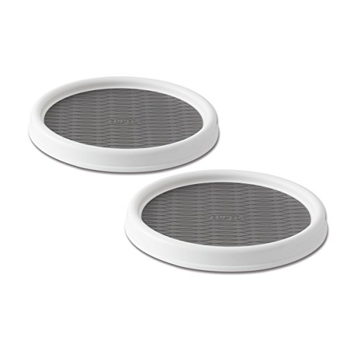 Copco 5220590 Non-Skid Pantry Cabinet Lazy Susan Turntable 9-Inch WhiteGray 2-Pack