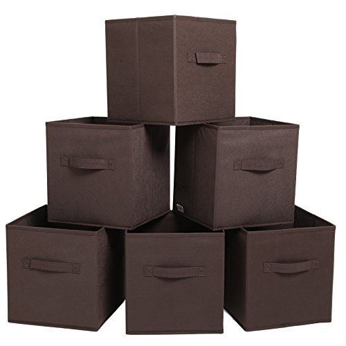 Finnhomy Foldable Storage Cube Fabric Basket Bins Cloth Folding Box Closet Drawers Container Dresser Basket Organizer Shelf Collapsible for Underwear Sock Bra Tight Kids Toy Set of 6 BlackBrownGray