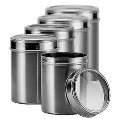 RAMANI INTERNATIONAL Kitchen Accessories Kitchen Utensils Stainless Steel Kitchen Storage Canisters with See Through lid - Set of 5 - Size 89101112