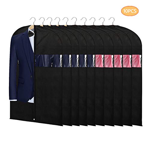 KEEGH Suit Bags Garment Cover Bag 40 Inch Set of 10 for Travel and Storage Protect Dress Shirts Coats with Zipper and Transparent Window