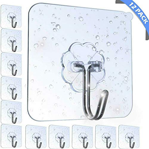 Utility Home Storage Organization Curve 12 pcs Transparent ABS Strong Self-Adhesion Good Load-Bearing Reusable Versatile Without Drilling Kitchen Tools Home ImprovementRobe Towel Sticky Hooks