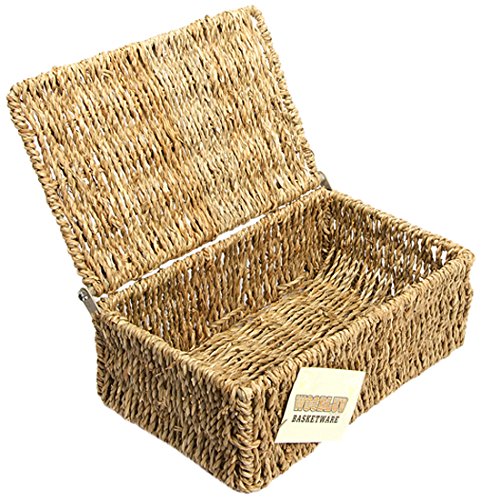 WoodLuv Seagrass Storage Basket with Small Lid