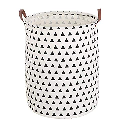 iHHAPY Clothes Storage BasketCotton Linen Laundry Basket Laundry Bucket Dirty Clothes Hamper Storage Barrel Bin A