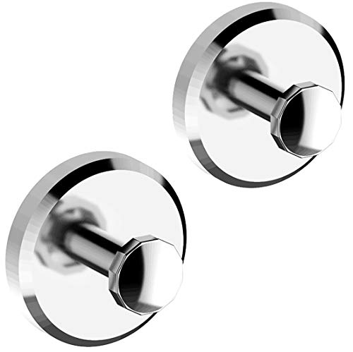 HOME SO Bathroom Hook with Suction Cup Holder Diamond Collection - Removable Shower Kitchen Hooks Hanger for Towel Bath Robe Coat Loofah Chrome 2-Pack