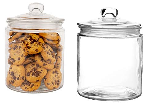 Set of 2 Glass Jar with Lid 2 Liter  Airtight Glass Storage Container for Food Flour Pasta Coffee Candy Dog Treats Snacks More  Glass Organization Canisters for Home Kitchen  68 Ounces
