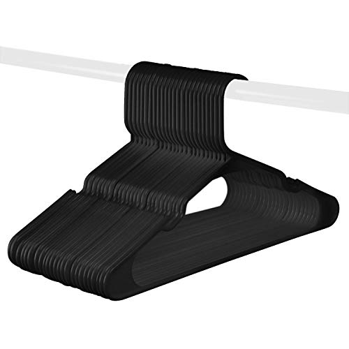 Black Standard Plastic Hangers Notched Set of 24 Durable and Slim Notched Made in The USA Black 24 Pack