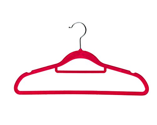 BriaUSA Velvet Coat Hangers Multi-Purpose Set of 10 Pink Notched Shoulders Tie Rack Swivel Hooks