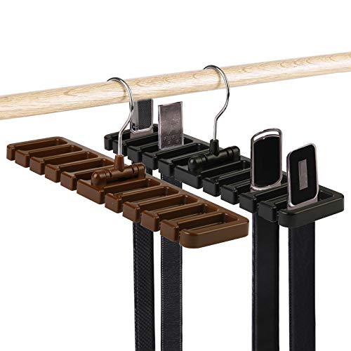 MEZOOM Belt Rack 2pcs Belt Hangers Tie Holder Homeware Closet Organizer with Stainless Steel 360° Swivel Hook for Belts Ties Scarves