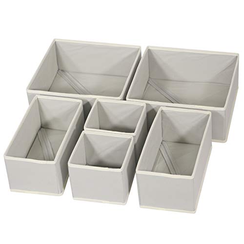 DIOMMELL Foldable Cloth Storage Box Closet Dresser Drawer Organizer Fabric Baskets Bins Containers Divider with Drawers for Clothes Underwear Bras Socks Lingerie Clothing Set of 6
