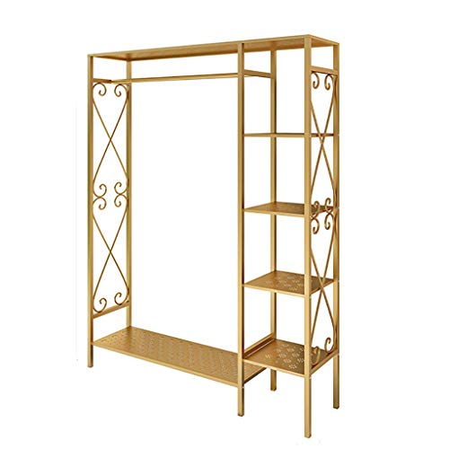 Gold Freestanding Clothes Garment Rack Shelf with Clothes RailClothing Storage Shelf Unit for Bedroom Laundry Room Size  12030155cm