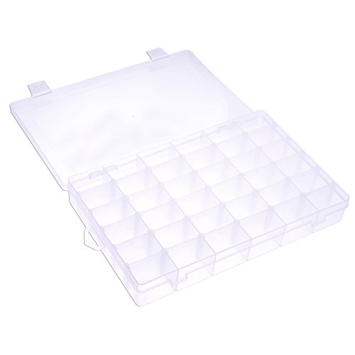 D-buy 36 Grids Clear Plastic Jewelry Box Organizer Storage Container with Adjustable Dividers 108 x 69 x 17