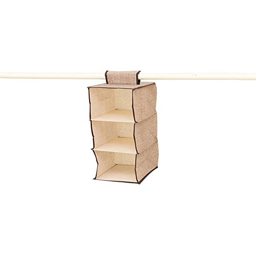 wellhouse Foldable Hanging Clothes Wardrobe Storage Bag Durable Accessory Shelves Container Box for Closet Sweater Handbag Organizer Three layers-1 Pack