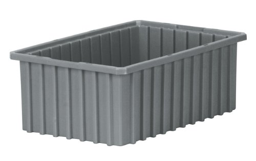 Akro-Mils 33166 Akro-Grid Slotted Divider Plastic Tote Box 16-12-Inch Length by 10-78-Inch Width by 6-Inch Height Case of 8 Grey