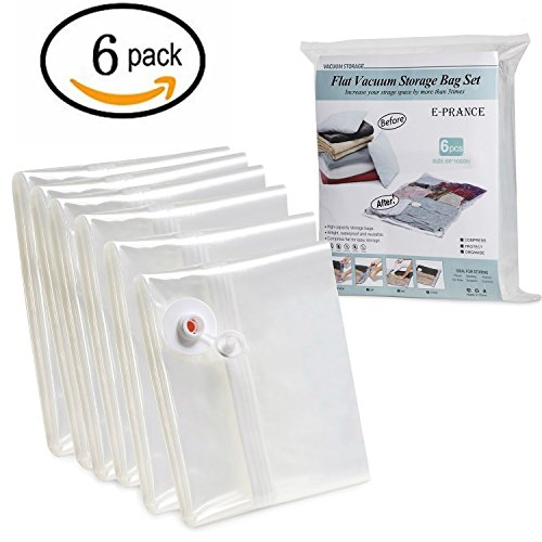 E-PRANCE 6 Pack Large Space Saver Vacuum Seal Storage Bags 40 x 30 Inches Works With Any Vacuum Cleaner Or Hand-Pump