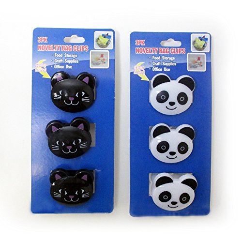 6 Pc Panda Cat Chip Bag Sealing Clips Food Storage Seal Tight Kitchen Snack