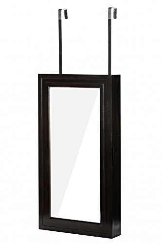 W Unlimited Modern Wall-Hanged Mirror Jewelry Cabinet Storage Armoire Espresso