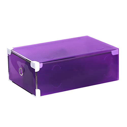 SANNIX Colorful Plastic Foldable Shoes Box Drawer Storage Boot Box with Frame Container for Home Office Closet 5 pack-Purple1339X866X512 inch