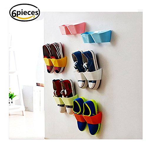 Clever Wall Mounted Shoes Rack - 6 PCS Plastic Shoe Storage Racks for Entryway Over the Door Shoe Hangers Organizer Hanging