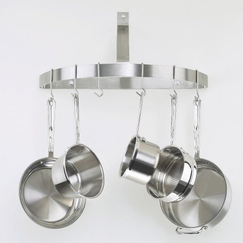 Contemporary Stainless Steel Half Circle Wall Pot Rack