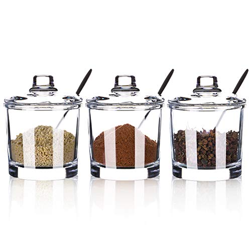 Clear Glass Spice Jars Set Kitchen Spice Container Household Seasoning Box Set With Spoon Salt Pot Chili Jar Combination Set-a