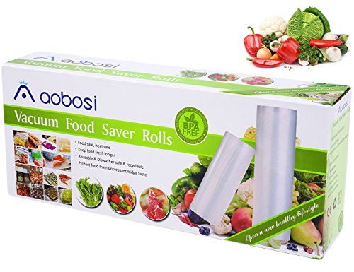 Aobosi Vacuum Food Sealer Bags Two Rolls 11Inchx 20 Feet8 Inch x 20 Feet Commercial Grade Plastic BPA Free and FDA Approved For Food Storage SaverSuitable For All Vaccum Food Sealer Machines